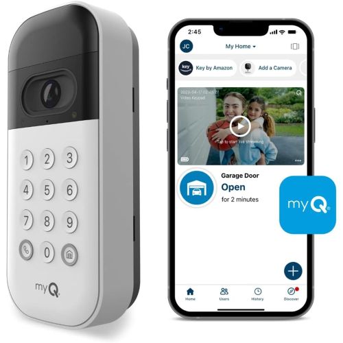 myQ Smart Garage Door Video Keypad with Wide-Angle Camera, Customizable PIN Codes, and Smartphone Control Take Charge of Your Garage Access Works with Chamberlain, LiftMaster and Craftsman openers