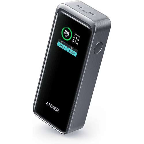 Anker Prime 12,000mAh 130W Power Bank, 65W USB-C Single-Port Max, Smart Display, Active Shield 2.0, Ultra Compact Dynamic Power, 3.0 Power Delivery, 2 USB-C Port, Black | A1335