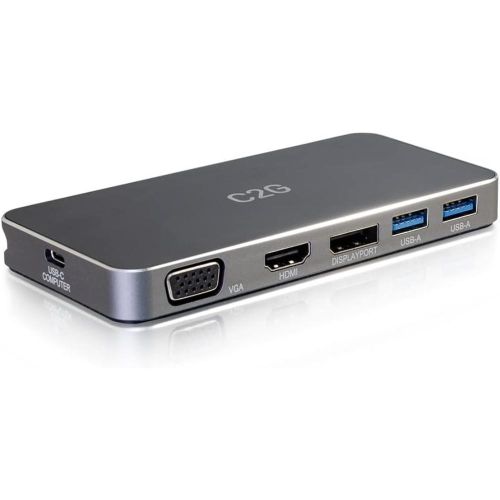 C2G USB-C 7-in-1 Dual Display MST Docking Station with HDMI, DisplayPort, VGA and Power Delivery up to 100W - 4K 30Hz