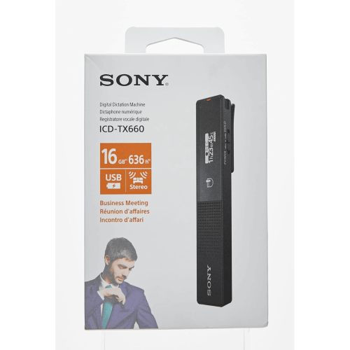 Sony ICD-TX660 Light Weight Voice Recorder, with 12hours Battery Life, 16GB Built-in Memory -Black, Small