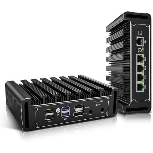 N150 Fanless Firewall Mini PC 4x2.5GbE i226-V LAN Network Gateway Soft Router PC, 8GB DDR5 RAM 128GB SSD Micro Computer Appliance, Support AES-NI/Wi-Fi