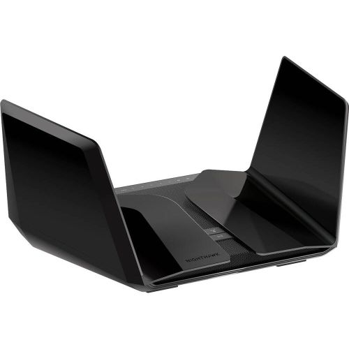 Netgear Nighthawk Tri-Band WiFi 6E Router, (up to 10.8Gbps) with New 6GHz Band, 2.4GHz (1200 Mb/s), 5GHz (4800 Mb/s) & 6GHz (4800 Mb/s), Max 10800 Mb/s Throughput, 8x Internal Antenna, Black | RAXE500