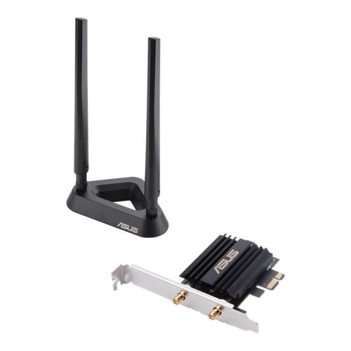 AX3000 Dual Band PCI-E WiFi 6 (802.11ax) Adapter with 2 external antennas. Supporting 160MHz, Bluetooth 5.0, WPA3 network security, OFDMA and MU-MIMO