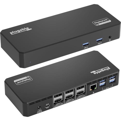 Plugable 12-in-1 USB C Triple Monitor Docking Station, Triple 4K Displays with 3X HDMI or 3X DisplayPort, Compatible with Mac, Windows, Thunderbolt, USB4, USB-C (100W PD, 6X USB Ports, Ethernet)