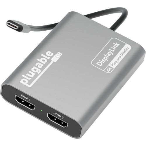 Plugable USB C to HDMI Adapter, Dual Monitor 4K 60Hz for Apple Mac M1/M2/M3, DisplayLink Multiple Displays for Thunderbolt MacBook or iMac, Driver Required (USBC-6950M