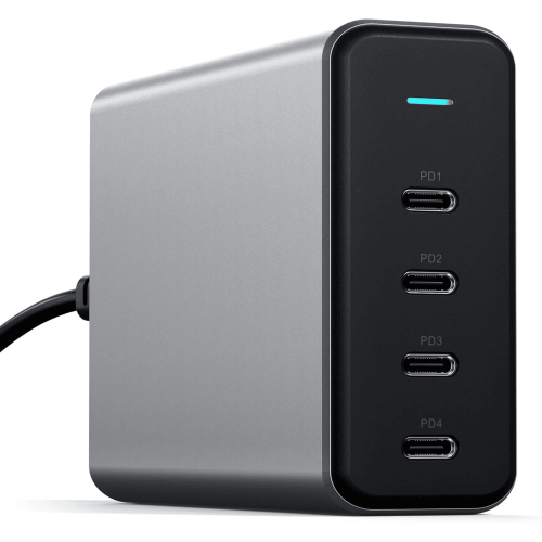 Satechi 165W USB C 4-Port GaN Charging Station Compatible with MacBook Pro/Air M1 M2 M3, iPad Pro M4, iPhone 16 Pro Max/16 Pro/16/16 Plus