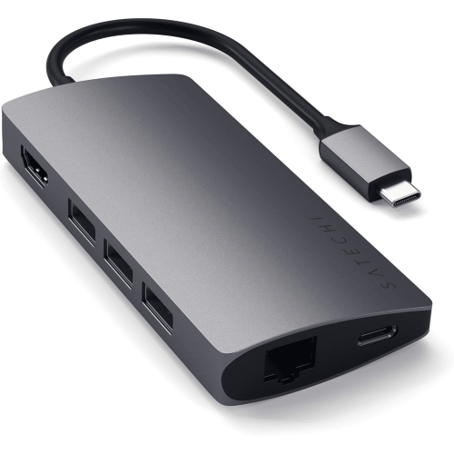 Satechi USB C Hub Multiport Adapter V2, USB C Docking Station with 4K HDMI, 60W USB C PD Charging, 3 USB-A, Ethernet, Micro/SD Card Readers, for MacBook Pro/Air M1 M2 M3, Windows - Space Gray