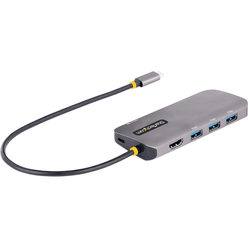StarTech.com USB C Multiport Adapter, 4K 60Hz HDMI Video, 3 Port 5Gbps USB Hub, 100W Power Delivery Pass-Through, GbE, 12"/30cm Cable, Mini Travel Dock, Laptop Docking Station (127B-USBC-MULTIPORT)