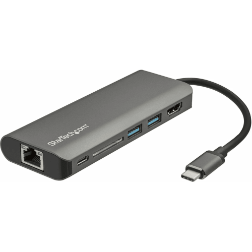 StarTech.com USB C Multiport Adapter - USB-C Travel Dock to 4K HDMI, 3x USB 3.0 Hub, SD/SDHC, GbE, 60W PD 3.0 Pass-Through - Portable USB-C Mini Docking Station USB Type-C/Thunderbolt 3 (DKT30CSDHPD3)