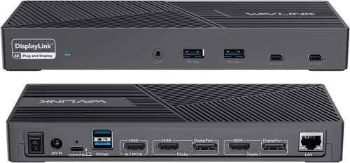 WAVLINK DisplayLink Docking Station Triple Monitor 4K@60Hz for 3 Monitors, 100W Charging for Thunderbolt 4/3, USB C M1 M2 M3 Mac/Windows/Chrome - 3 HDMI, 2 DP, 6 USB Ports, 160W Power, LAN, Audio
