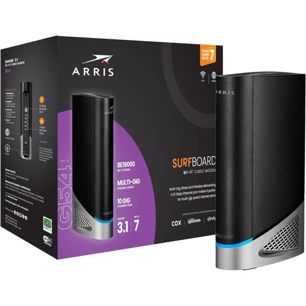 ARRIS Surfboard G54 DOCSIS 3.1 MultiGigabit Cable Modem & BE 18000 Wi