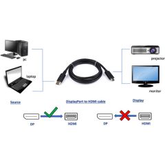 Tera Grand DisplayPort Male to HDMI Male Cable (10')