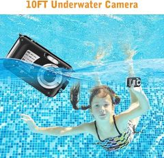 Waterproof Camera 10FT Underwater Camera 30MP 1080P HD Video Resolution 16X Zoom Waterproof Digital Camera for Snorkeling,Vacation (812BK)